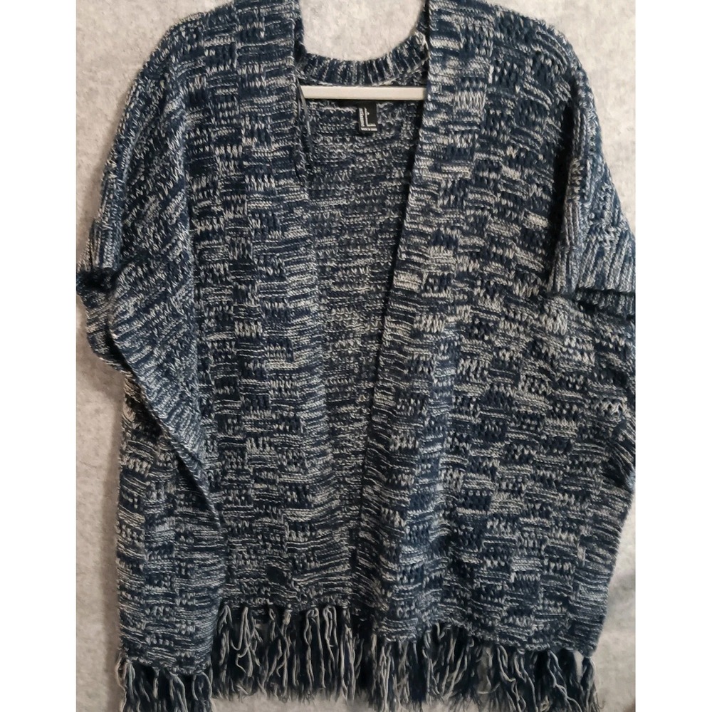 FOREVER 21 Oversized S Womens Sweater Wrap Poncho Shawl Fringed Cardigan Hippie